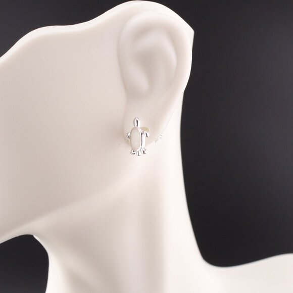 Women's Sterling Silver Jewelry Turtle Stud Fashion Earrings with Opal Accents** - Picture 7 of 12